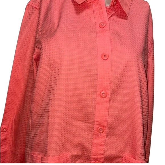 TEEZHER BUTTON DOWN SHIRT COTTON WOMEN LONG SLEEVE POCKETS PINK COLOR SIZE SMALL - Picture 11 of 14